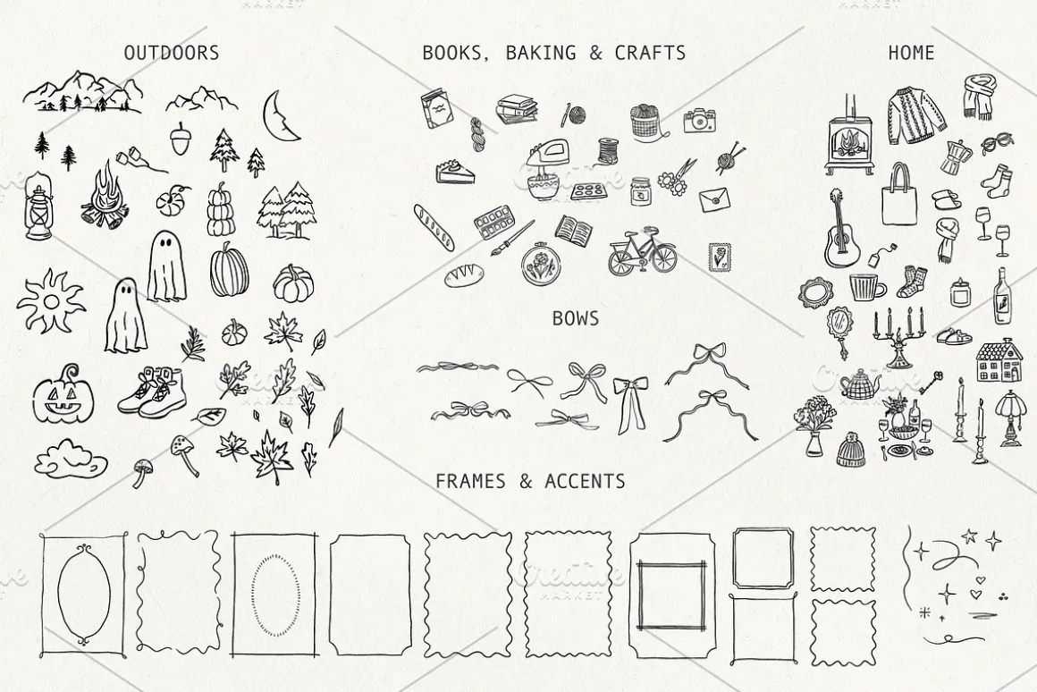 Cozy Autumn Hand Drawn SVG Elements