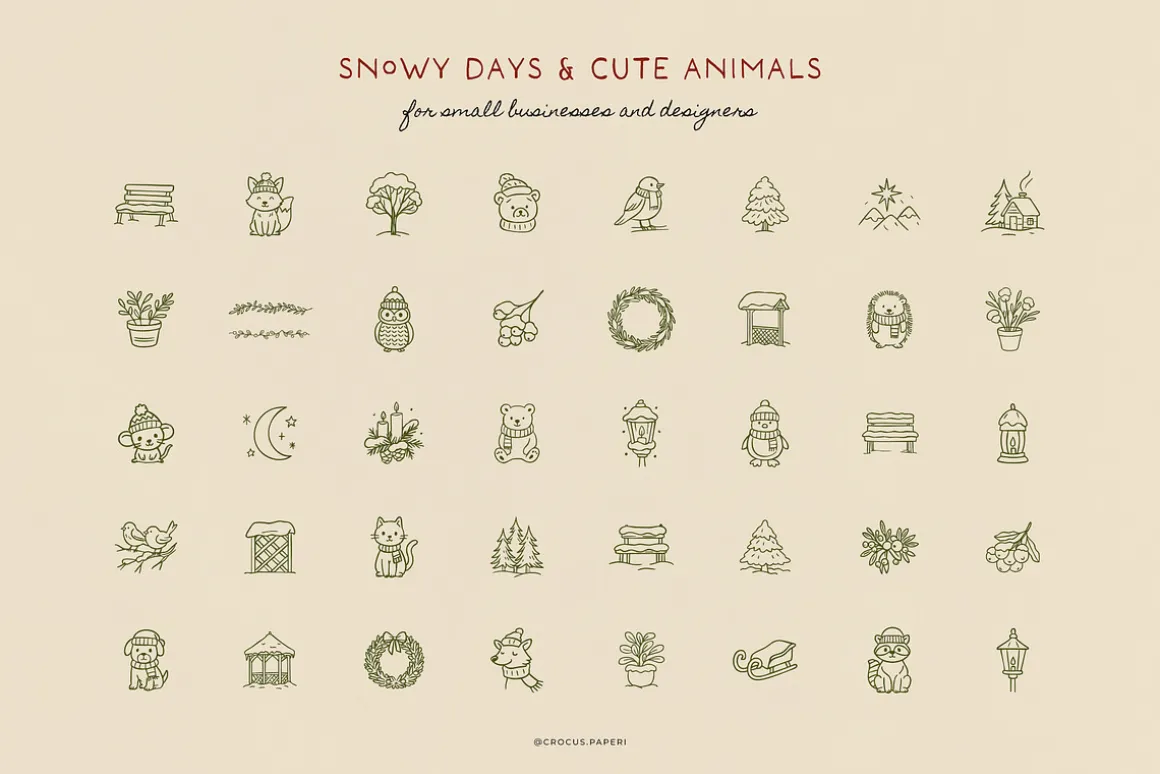 COZY CHRISTMAS line art clipart