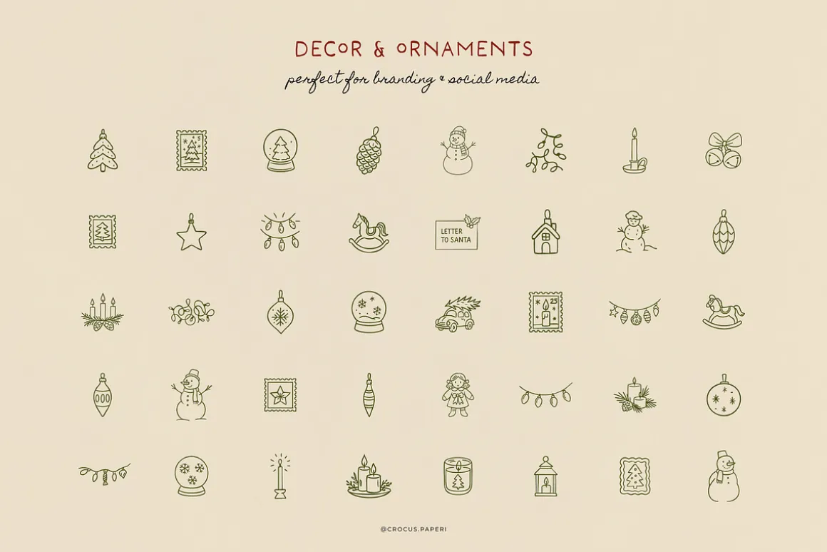COZY CHRISTMAS line art clipart