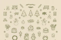 COZY CHRISTMAS line art clipart