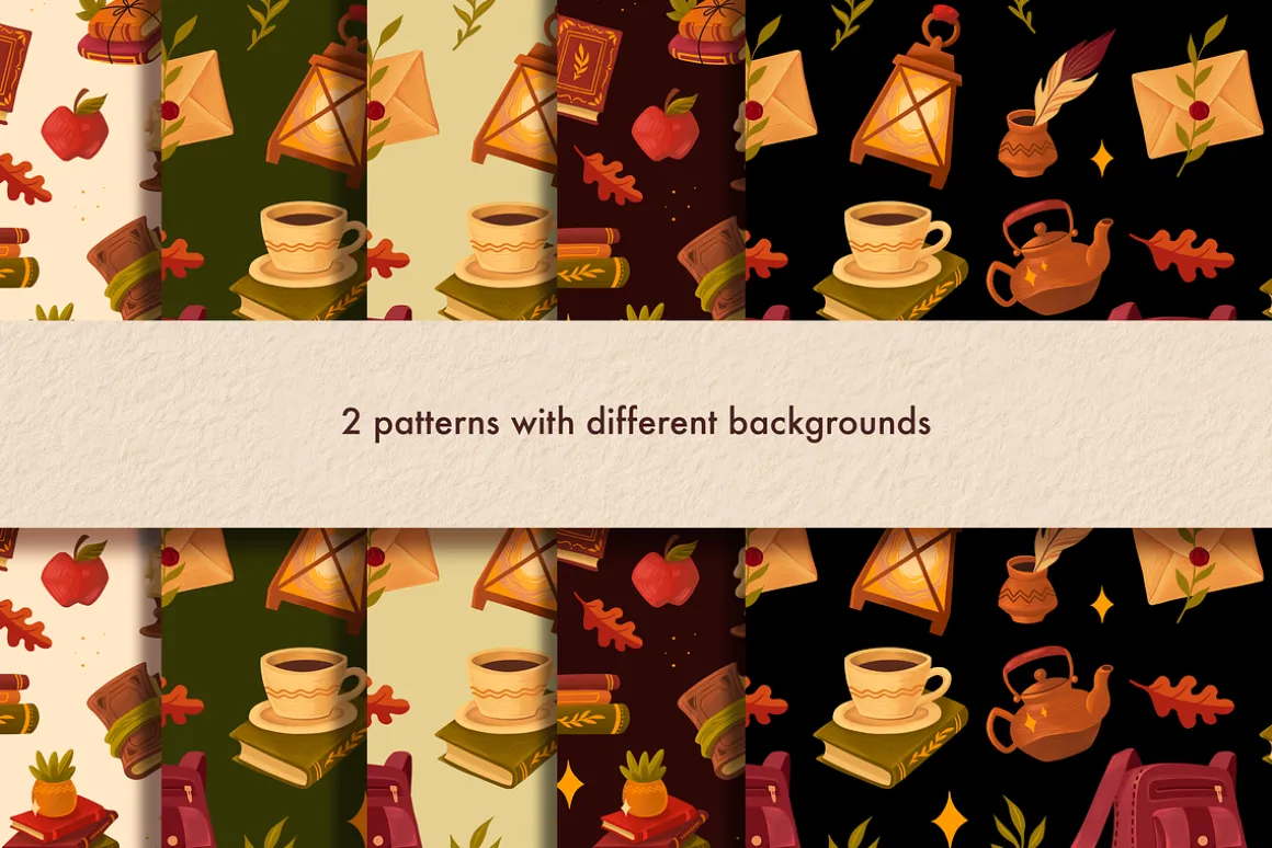 Cozy Dark Academia Clipart - Autumn