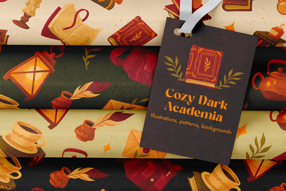 Cozy Dark Academia Clipart - Autumn