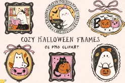Cozy Halloween Frames PNG Clipart