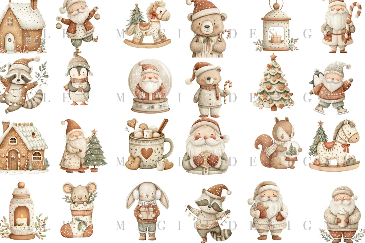 Cozy White Christmas Clipart Set