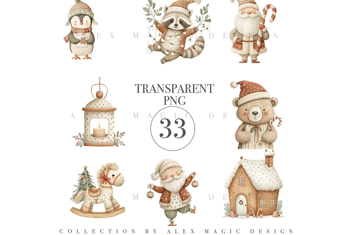 Cozy White Christmas Clipart Set