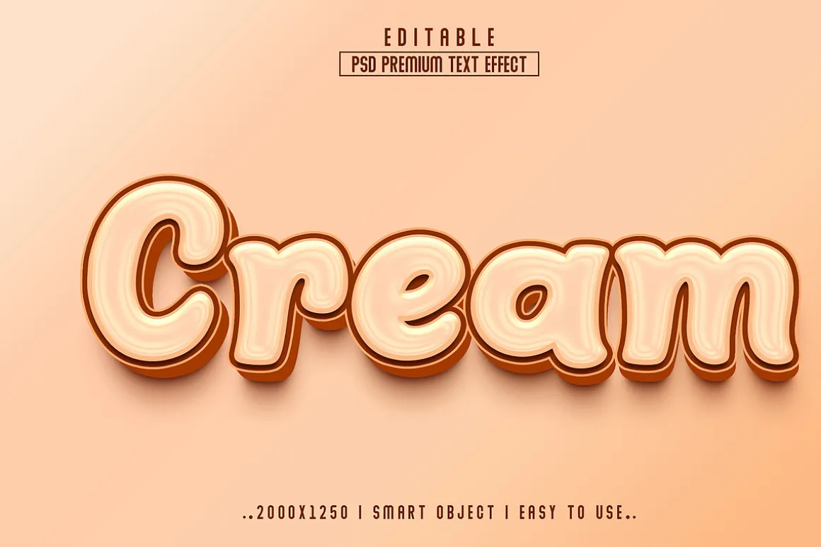 Cream Editable 3D Text Effect Style