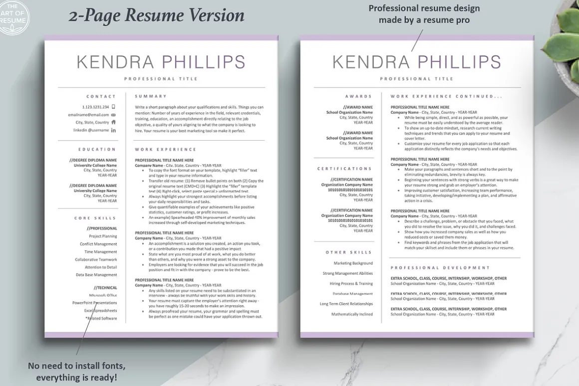Creative Resume Template Word CV