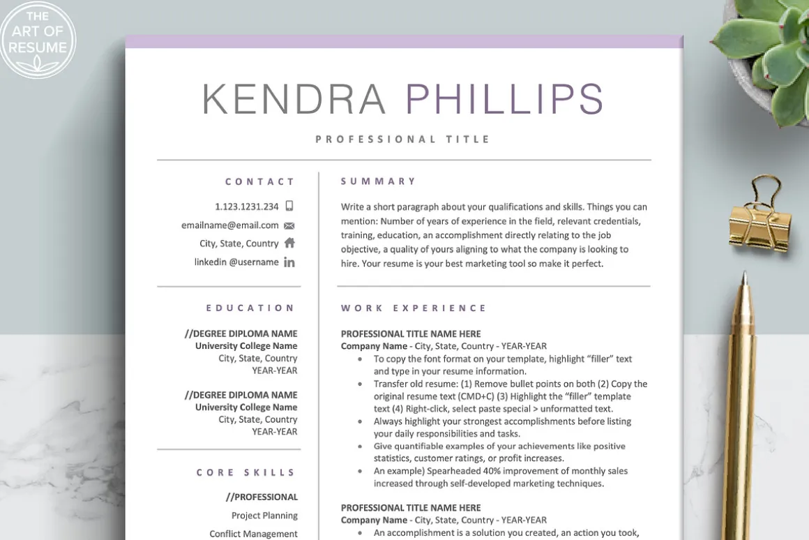 Creative Resume Template Word CV