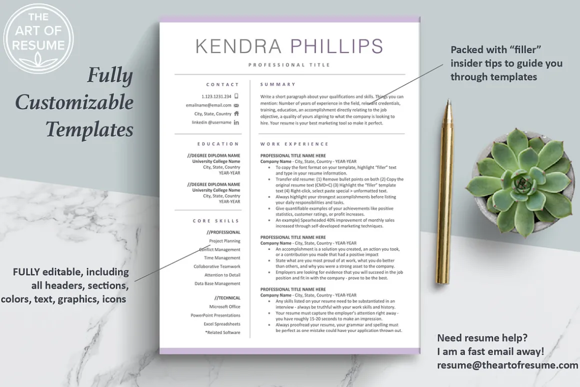 Creative Resume Template Word CV