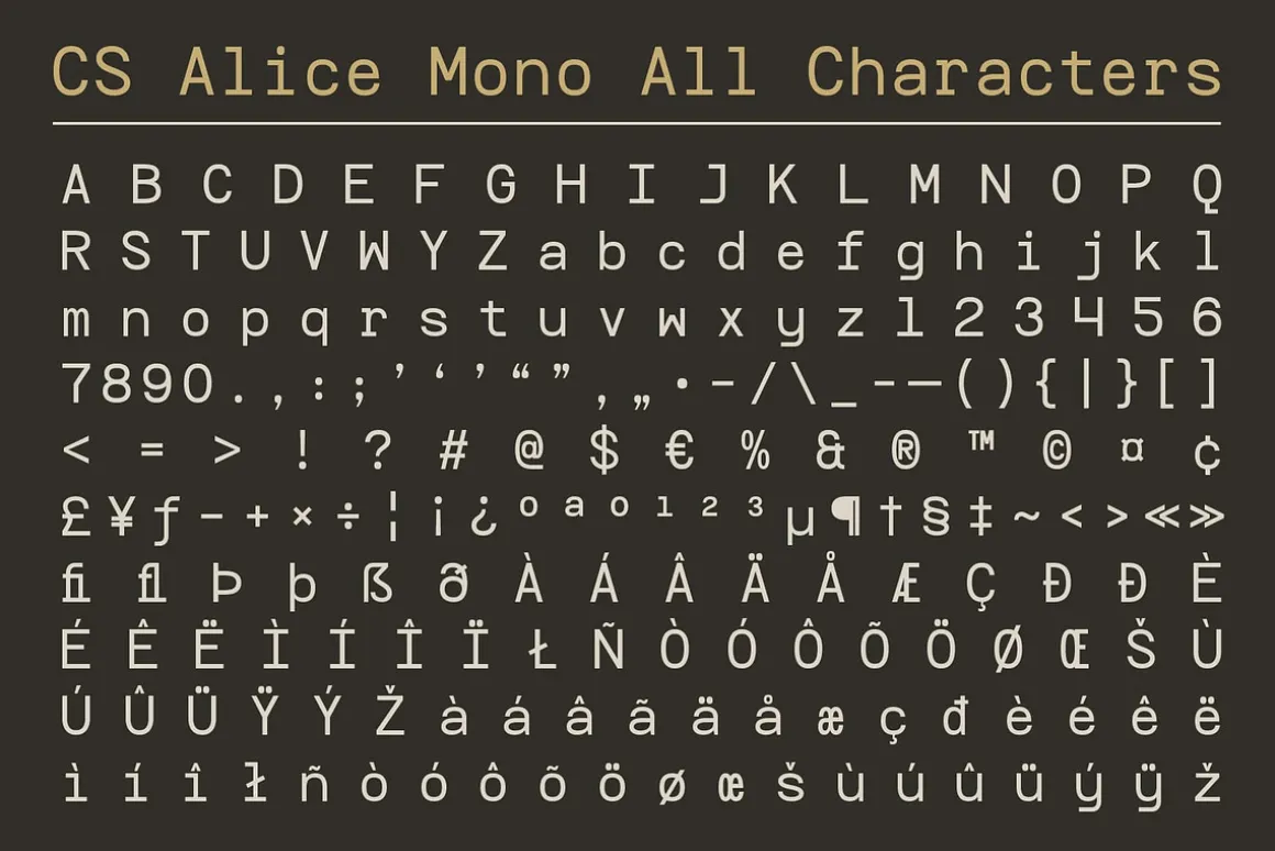 CS Alice Mono – Monospaced Font