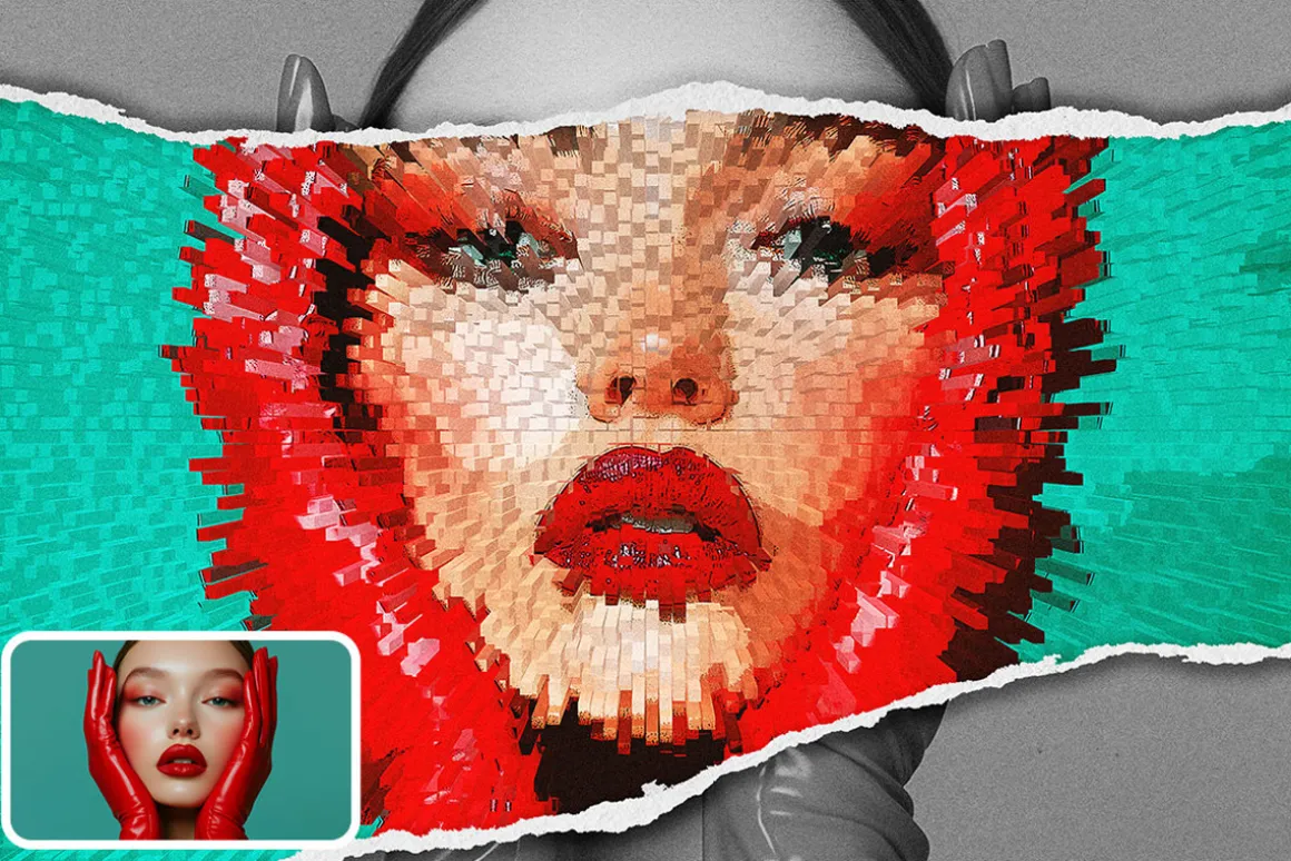 Cubed Extrude Photo Effect