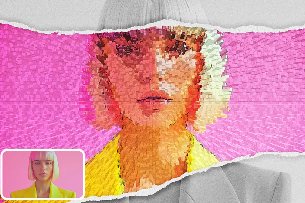 Cubed Extrude Photo Effect