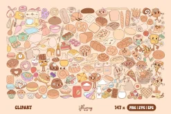 Cute Groovy Baking Clipart bundle
