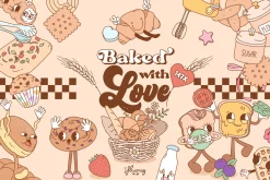 Cute Groovy Baking Clipart bundle