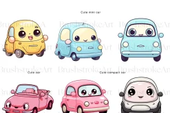 Cute Car Clipart, Yellow Car, Kawaii