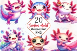 Cute Cartoon Axolotl Sublimation PNG