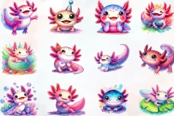 Cute Cartoon Axolotl Sublimation PNG