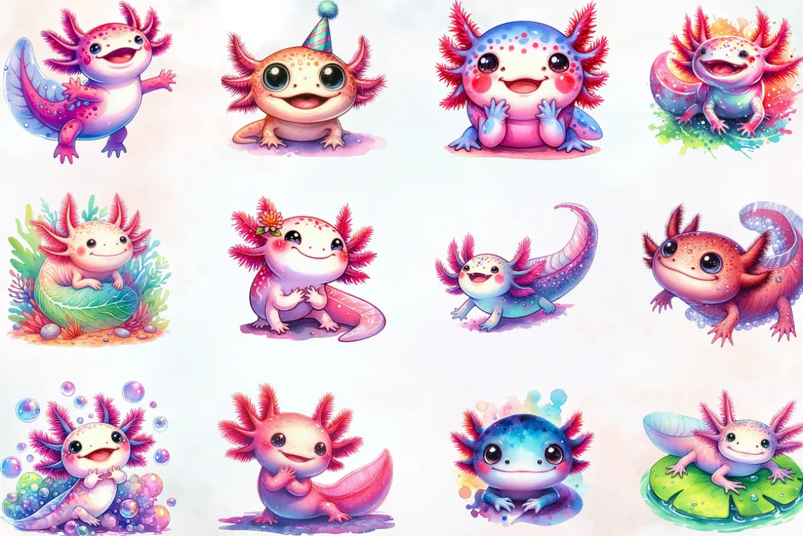 Cute Cartoon Axolotl Sublimation PNG