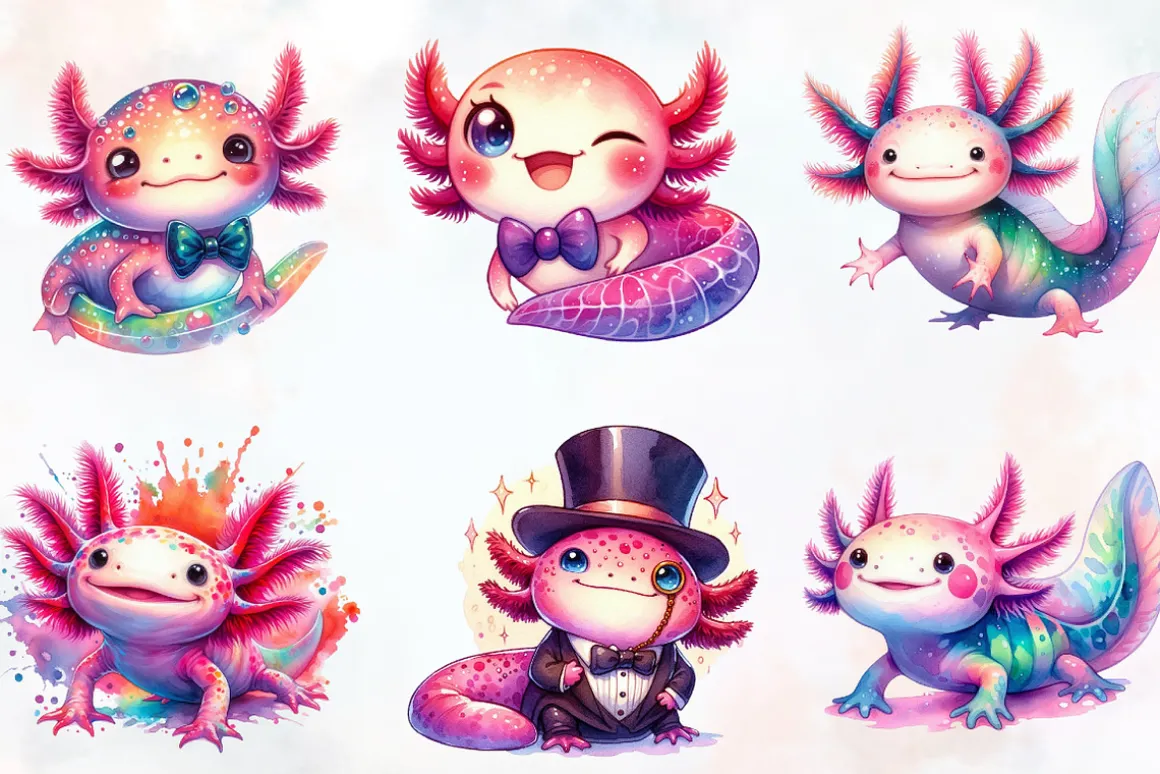 Cute Cartoon Axolotl Sublimation PNG