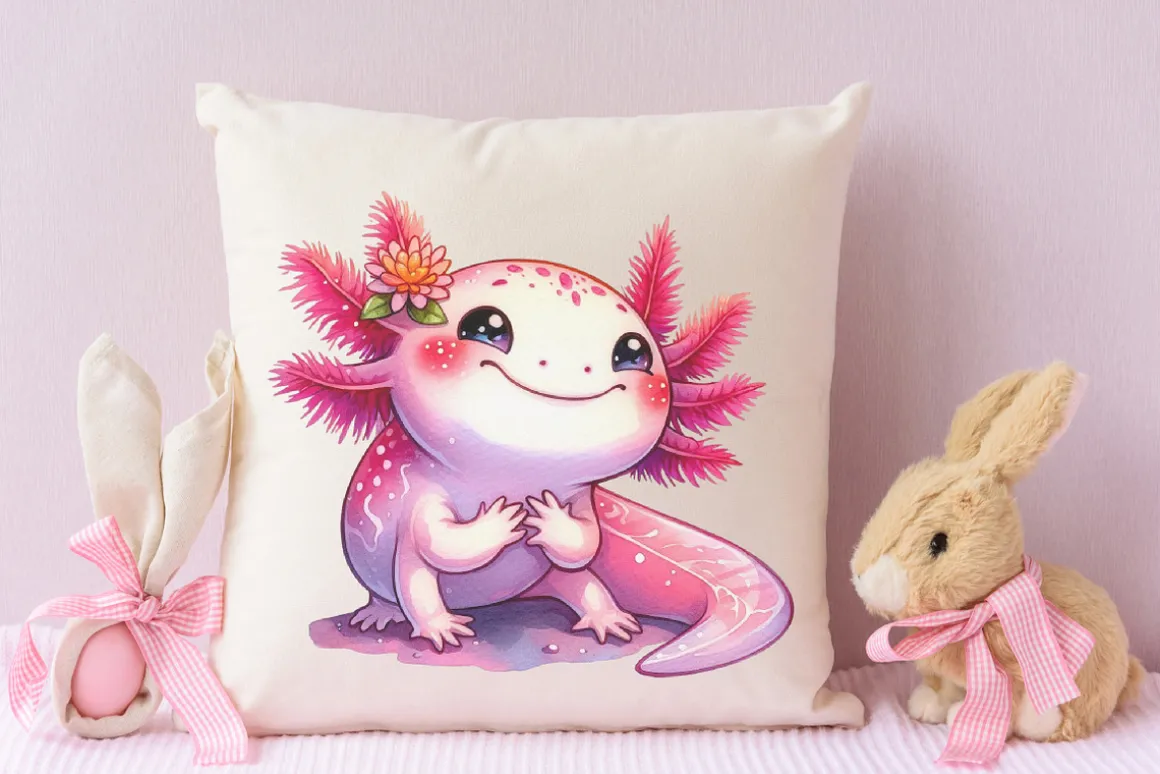 Cute Cartoon Axolotl Sublimation PNG