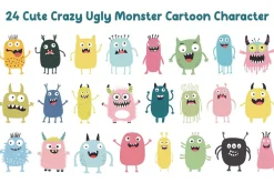 24 Cute Crazy Ugly Monster Character
