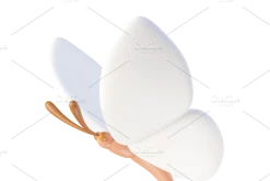 Cute 3D white Butterflies icons