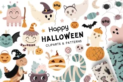 Cute Halloween clipart & patterns