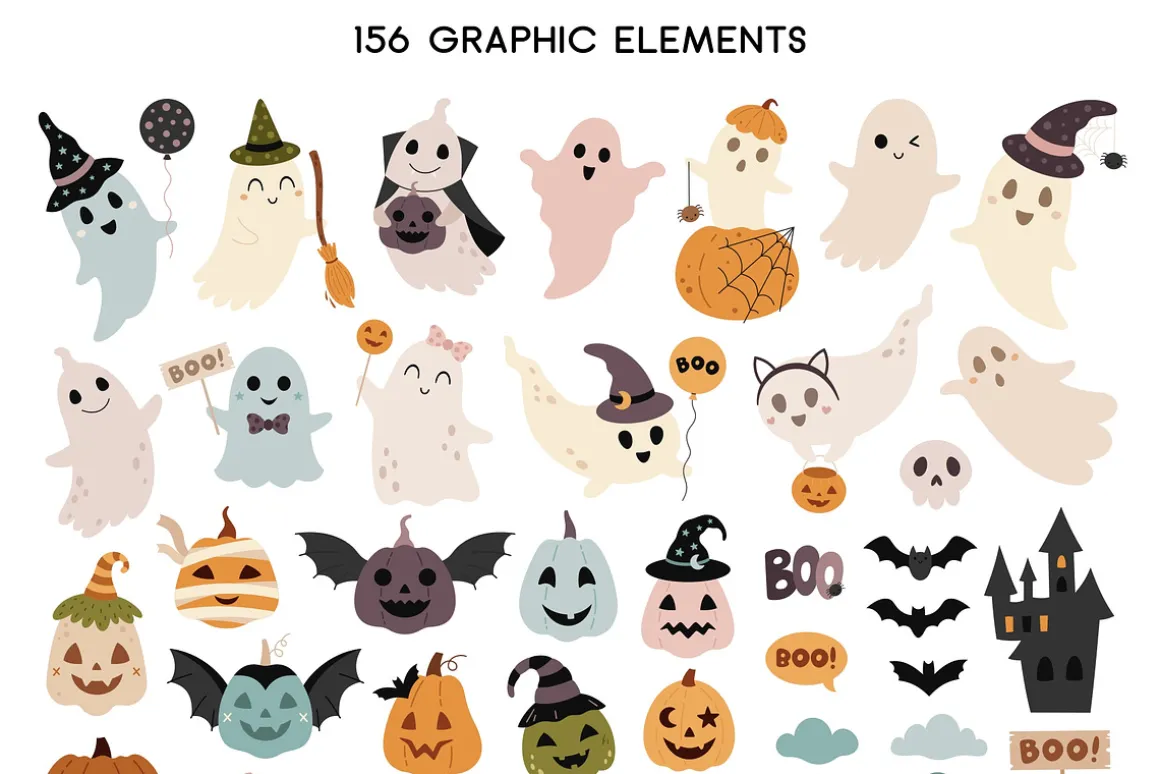 Cute Halloween clipart & patterns