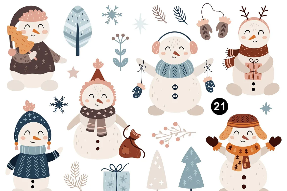 Cute snowman clipart