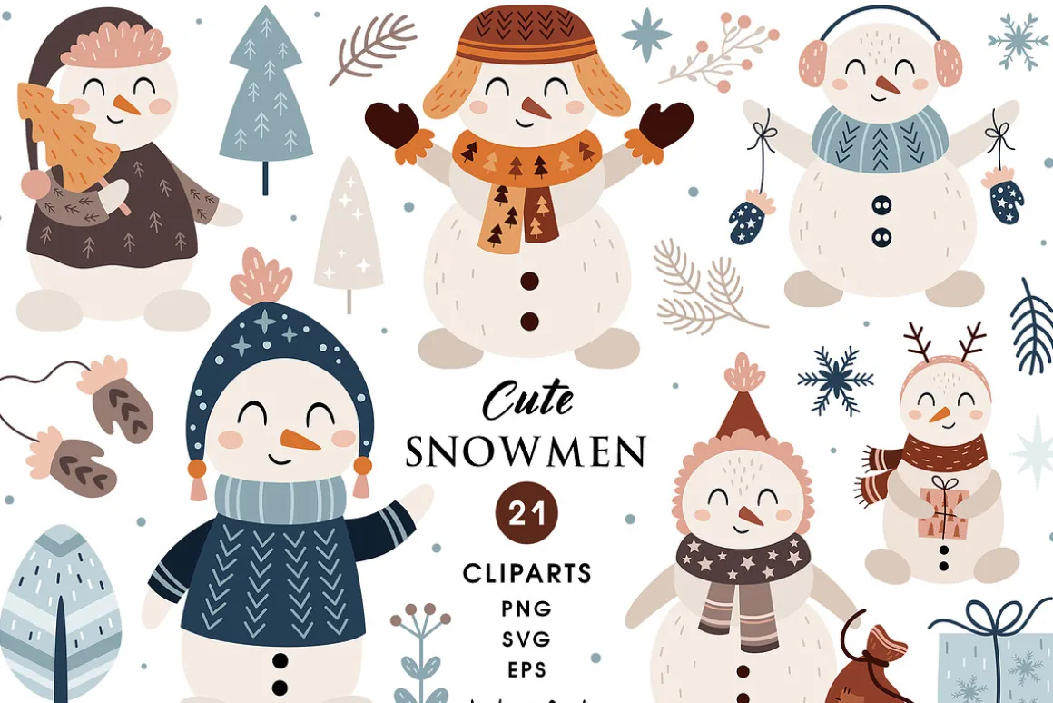 Cute snowman clipart