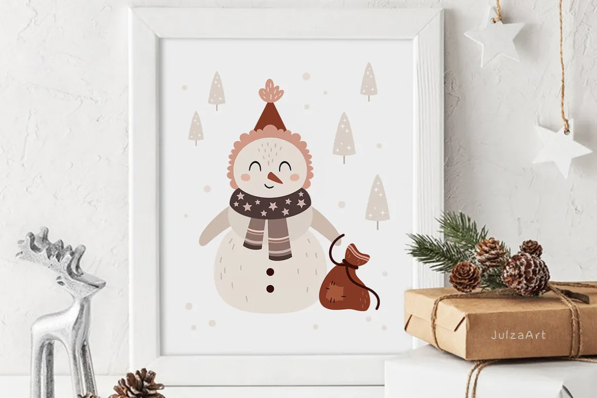 Cute snowman clipart