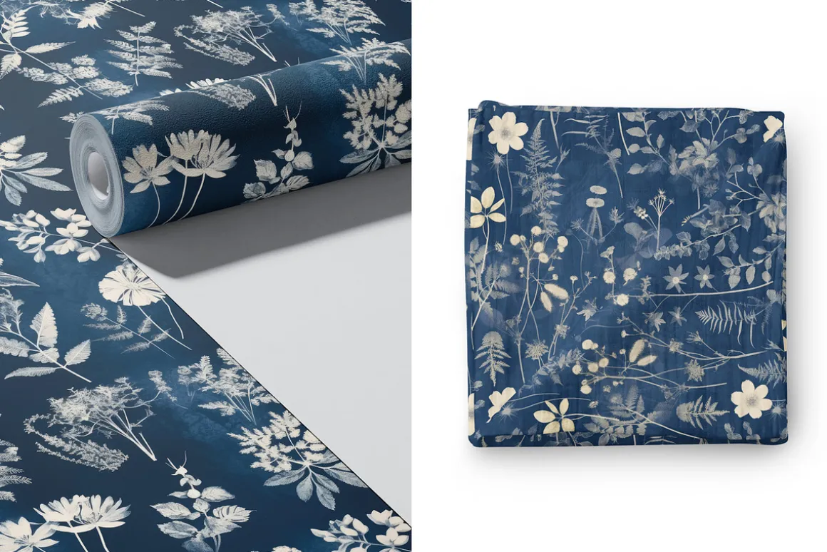 Cyanotype Set of Seamless Patterns