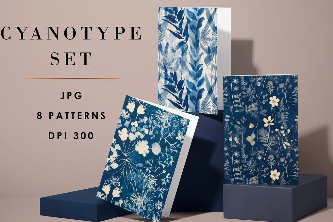 Cyanotype Set of Seamless Patterns