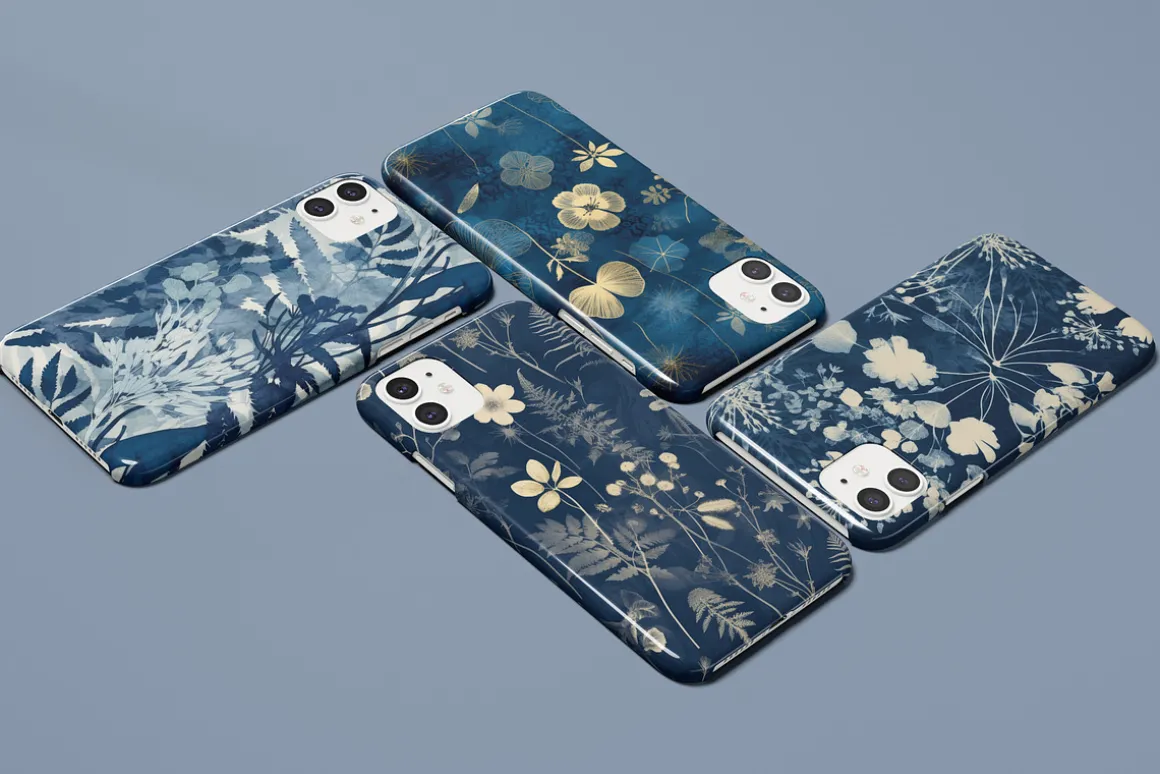 Cyanotype Set of Seamless Patterns