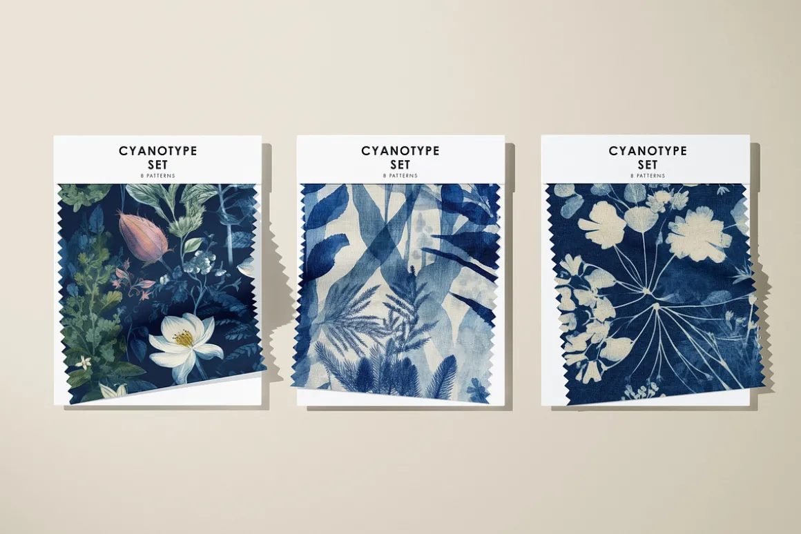 Cyanotype Set of Seamless Patterns