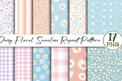 Daisy Floral Seamless Repeat Pattern