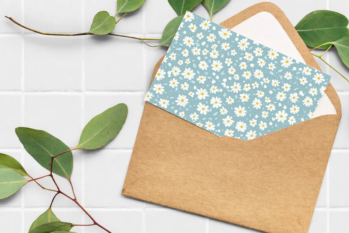 Daisy Floral Seamless Repeat Pattern