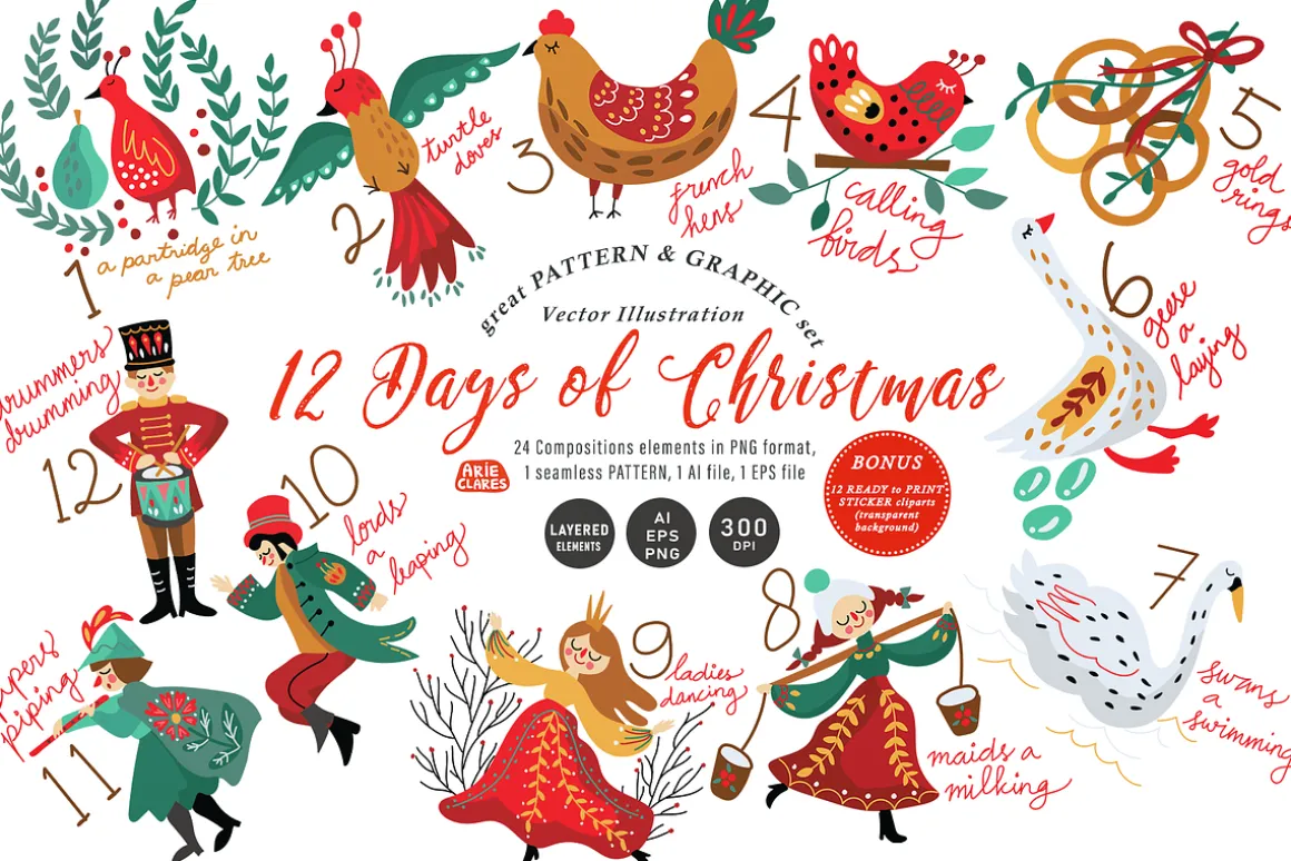 12 Days of Christmas Folk Art