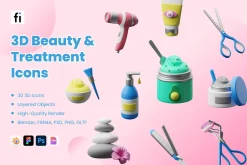 3D Beauty Care Icon Set