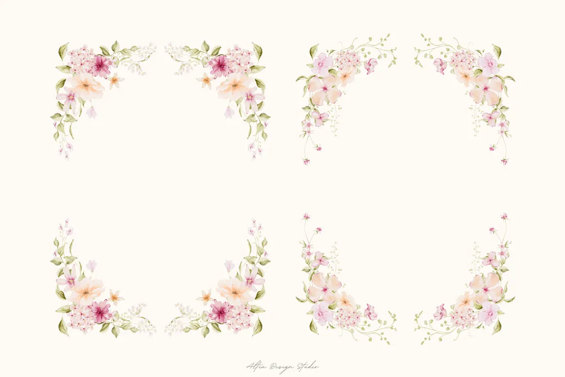 Delicate Pastel Watercolor Flowers