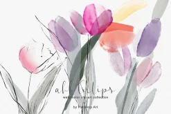Delicate Watercolor Tulip Clipart