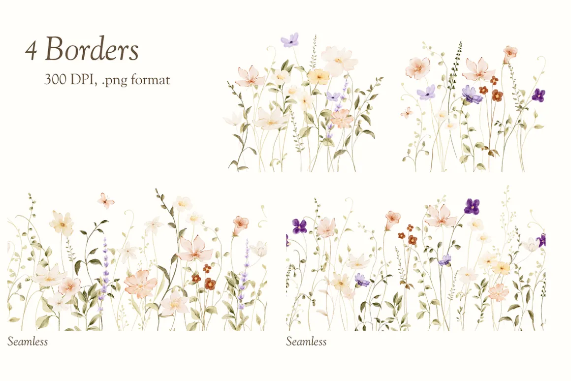 Delicate Watercolor Wildflowers