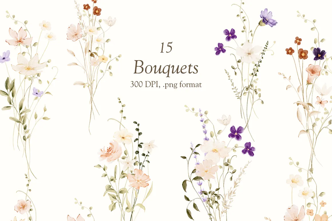 Delicate Watercolor Wildflowers