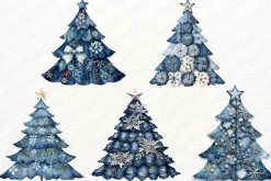 Denim Christmas Tree Clipart
