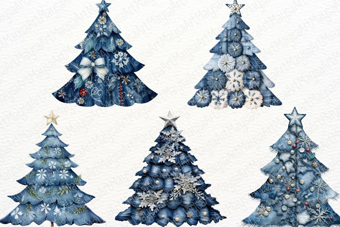 Denim Christmas Tree Clipart