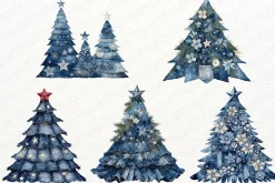 Denim Christmas Tree Clipart