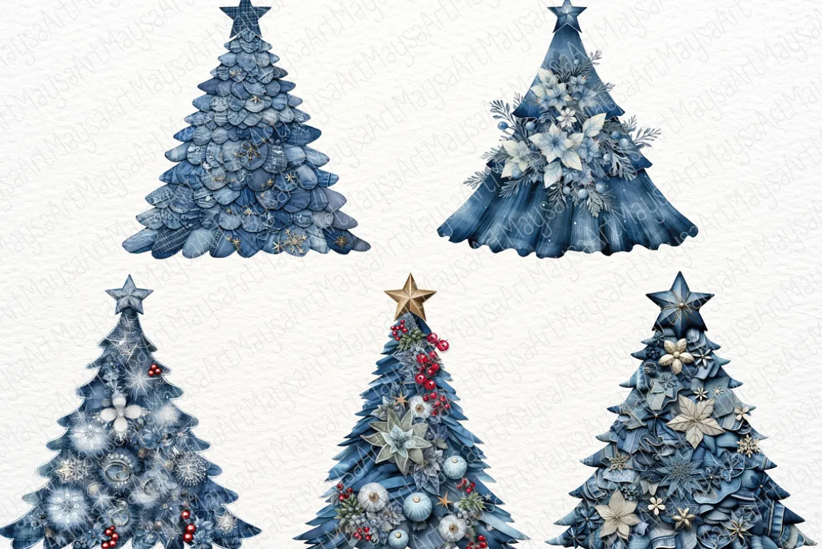 Denim Christmas Tree Clipart