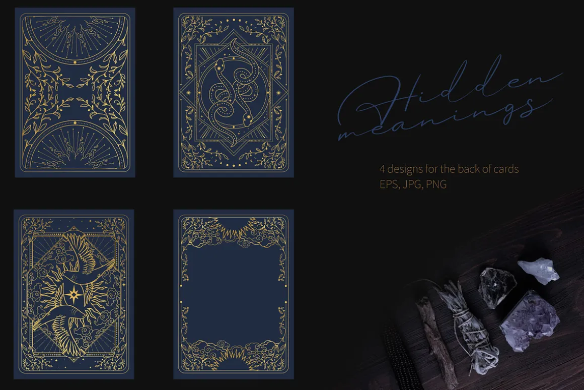 4 designs for back of tarot cards