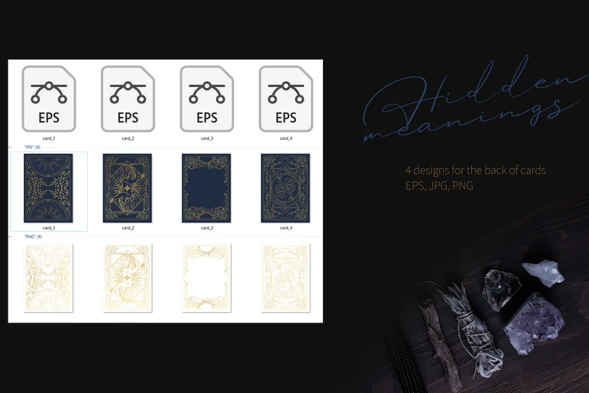 4 designs for back of tarot cards