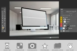Desktop Mockup on a White Table PSD